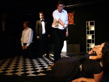 From left: Colin Healy as Lancelot, Scott Cadenhead as Gawain, Steven McMahon as Mordred, Carrie Westwater as Guinevere