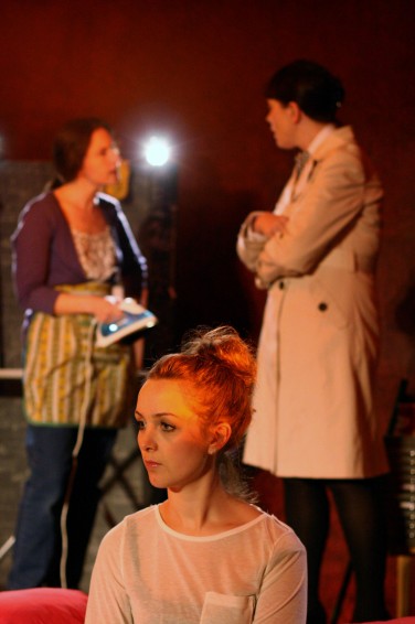 From left: Danielle Farrow as Debs, Lily Carrie as Chloe and Laverne Edmonds as Police Inspector