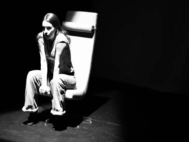 Shian Denovan as Eve in 'Signs of Life' (Aero chair from BoConcept)